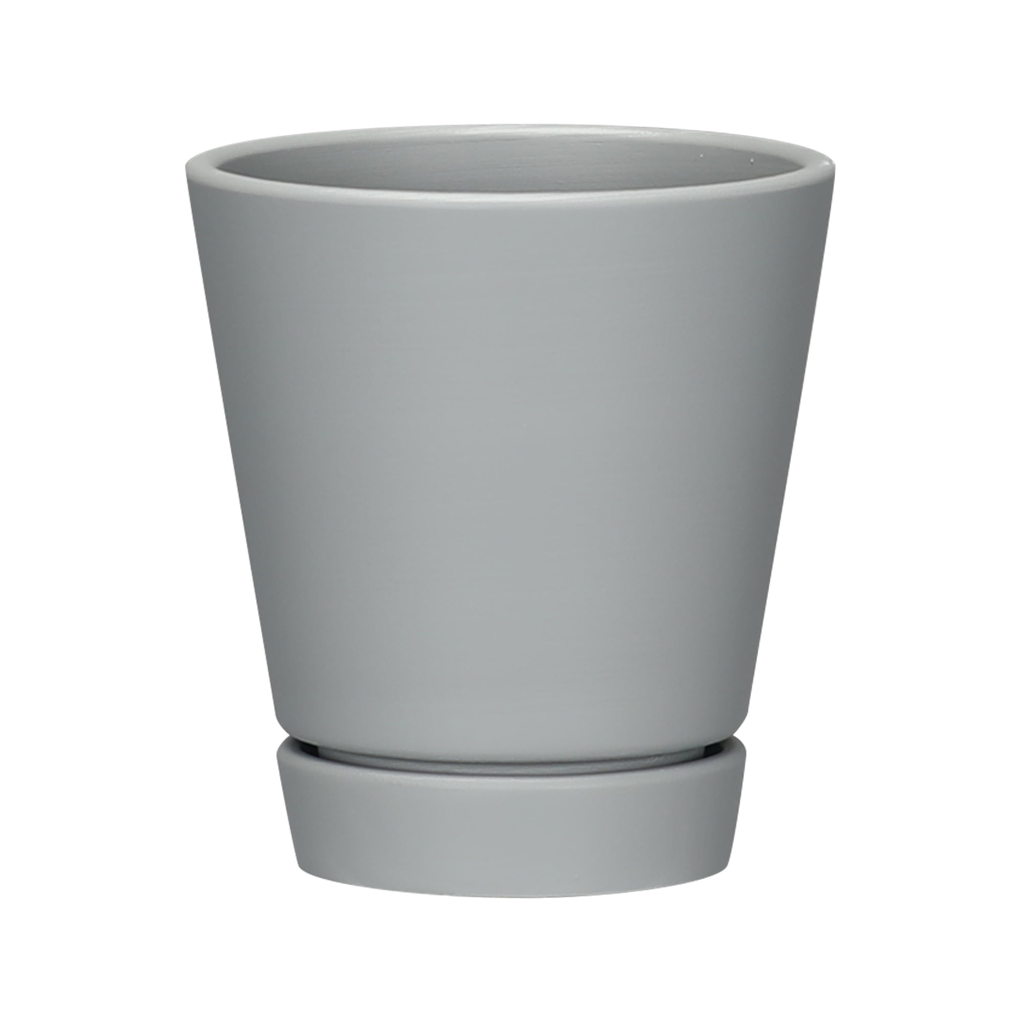 (1 pack) Mainstays Recycled Resin Planter Attached Saucer, Gray, 4in x 4in x 4.5in