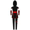 thumbnail image 4 of Eandarui Kids Boys Girls Ninja-style Costumes Sleeveless Hooded Top and Pants Set for Theme Party Cosplay Red 16, 4 of 7