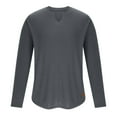 thumbnail image 3 of BXINGOHAI Men's Slim Fit V Neck Casual Shirts Long&Short Sleeve Muscle Henley T-Shirt Stylish Business Top Today Sales Dark Gray,XXXL, 3 of 5