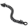 thumbnail image 5 of Pulsera de acero inoxidable para hombre con cabeza de lobo y eslabones franco con cierre de anillo de resorte, 5 of 5