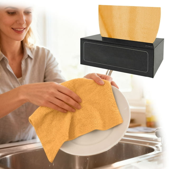 Microfiber Cleaning Cloths Roll 20 Pack Dry/Wet Use Cartoon Dish Towels Reusable Paper Towels Tear Cloth Absorbent & Fast Drying For Wash Cloths Kitchen Cleaning Tile for Mopping Crawl Space Vent Seal