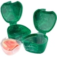 thumbnail image 1 of Easy Open Denture Bath & Case, with Strainer Basket for Soaking, Cleaning, and Storage, Two Pack (Emerald & Emerald), 1 of 6