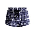 thumbnail image 4 of Women's Soft Stretch Flannel Christmas Print Drawstring Side Pocket Casual Pajama Shorts, Dark Blue, S, 4 of 4