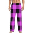 thumbnail image 2 of Picia Purple Black Buffalo Plaid Mens Soft Woven Cotton Elastic Waistband Sleep Pajama Pant Lounge Sleep Pant With Pockets And Drawstring-Large, 2 of 9