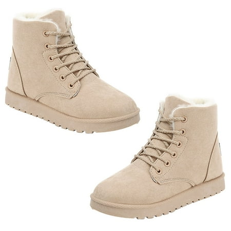 

1 Pair Student Snow Boots Warm Female Ankle Boots Lace-up Shoes Cotton Boots