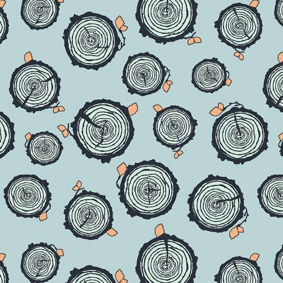 Blue Tree Trunks cotton fabric - Rooted Forester AGF fabric Sold by the Quarter Yard