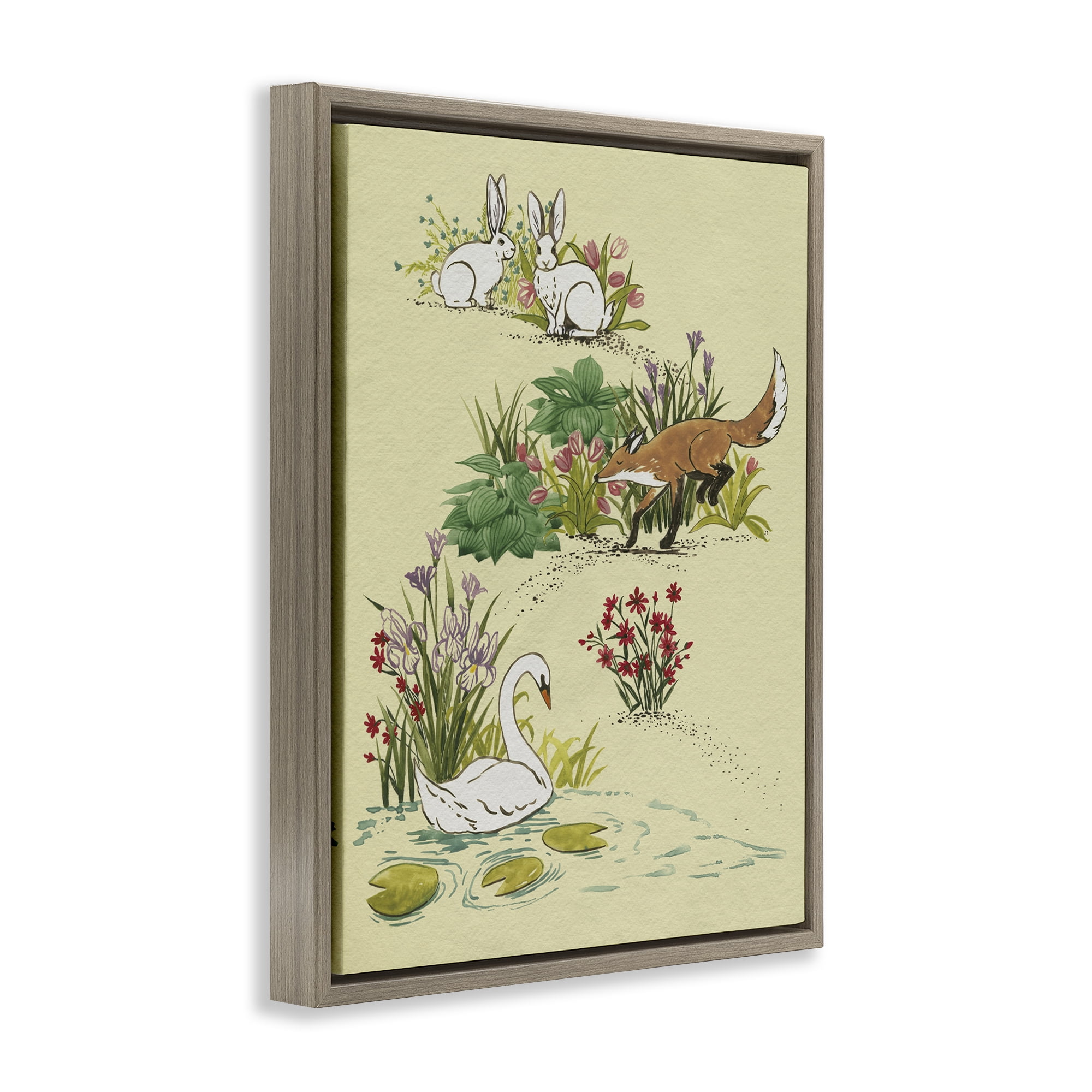 Stupell Industries Animals In Nature Scenes Brown Framed Floater Canvas Wall Art, design by Grace Popp
