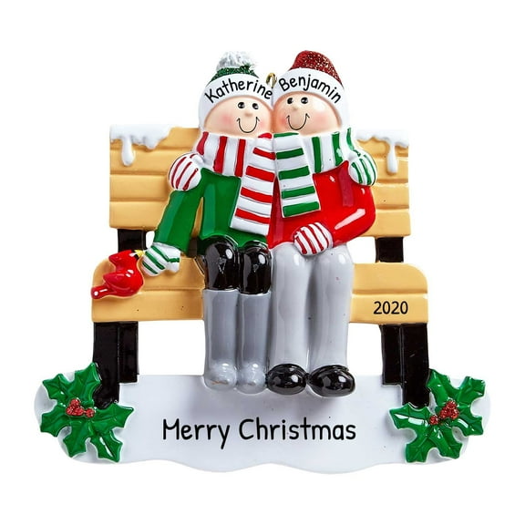 Personalized Couple Ornament 2024 First Christmas Together on Park Bench 1 Count - Ornaments by Elves