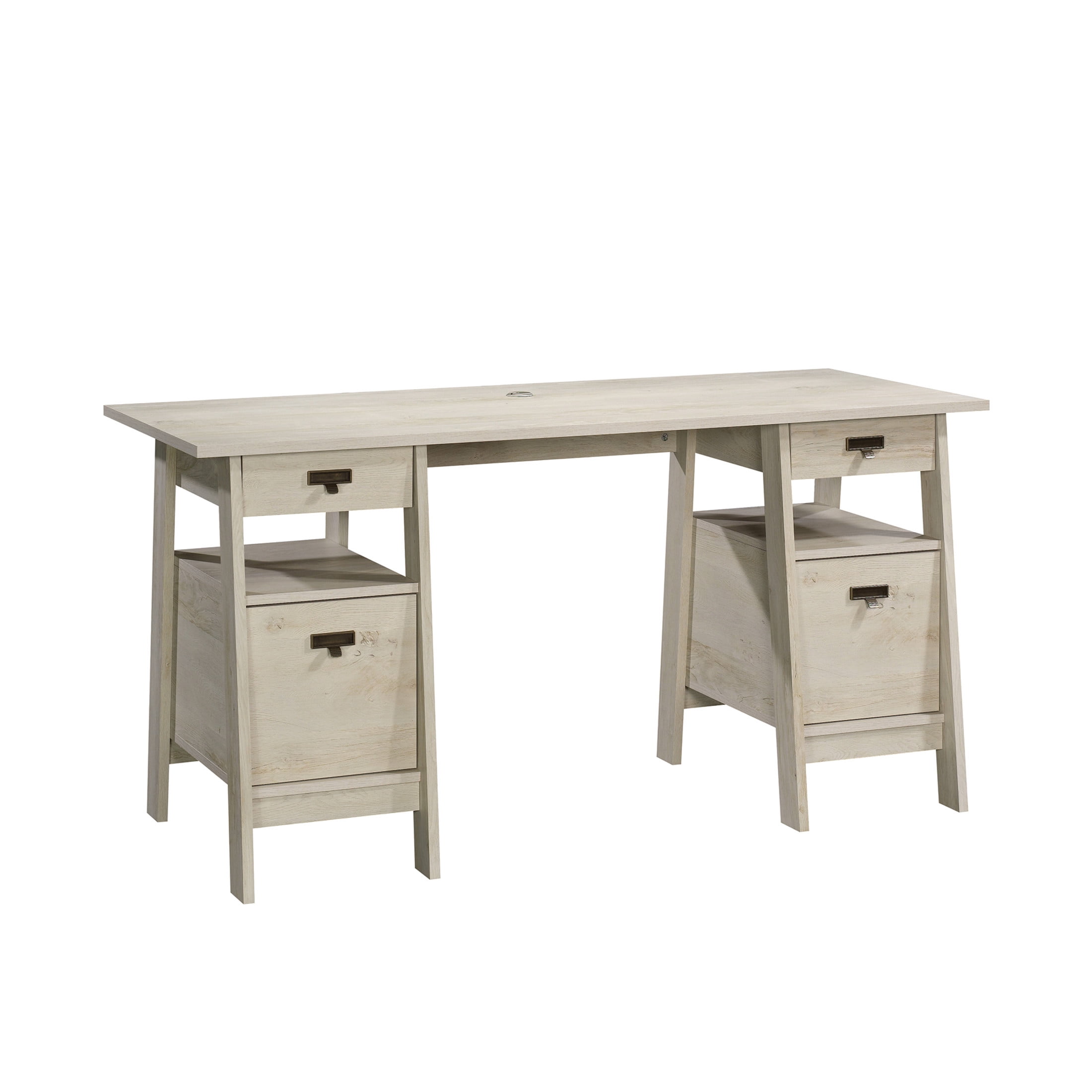 Sauder Trestle Executive Desk, Chalked Chestnut Finish