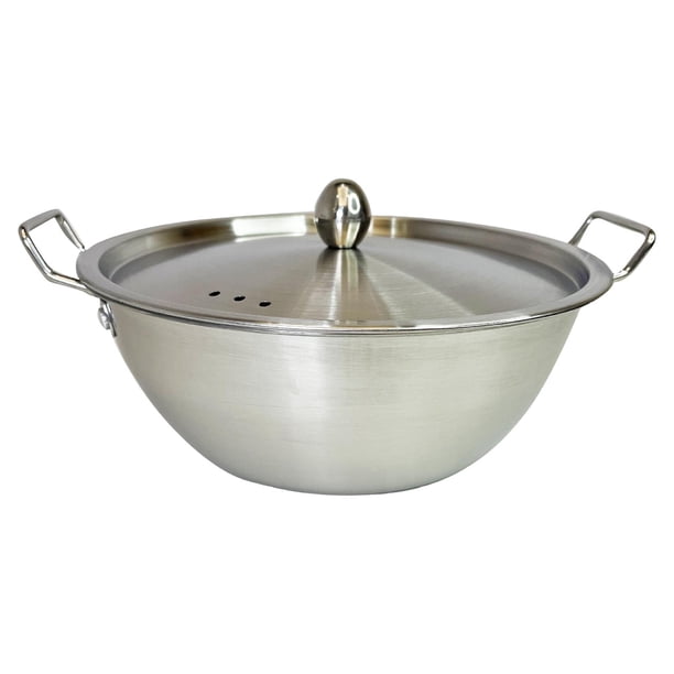 Olla coreana para ramen, fideos instantáneos, olla de acero inoxidable, gran capacidad para el hogar Mango doble de 17 cm