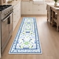 thumbnail image 5 of Findosom 2'x6' Washable Runner Rug for Hallway,Non Slip Floral Laundry Runner Rugs,Low Pile Faux Wool Floor Mat Stain Resistant Carpet Runner Rug for Bedroom Kitchen Living Room Entrance,Blue, 5 of 8