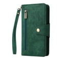 thumbnail image 3 of Nalacover For iPhone 14 6.1 inch Zipper Wallet Case,360 Protection Stylish PU Leather Shockproof Magnetic Flip Holder 6 Card Slots and 2 Cash Pockets Cover with Detachable Wrist Strap,Green, 3 of 15