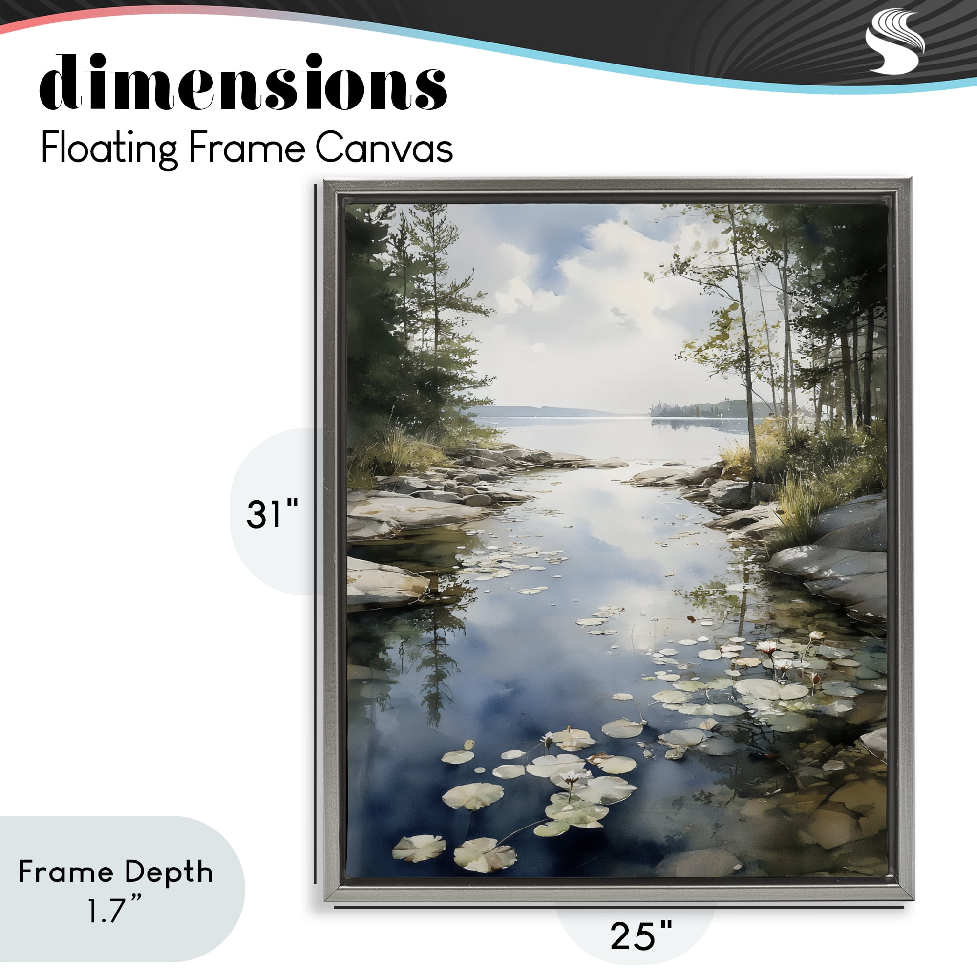 Stupell Industries Lilypad Inlet Reflection Gray Framed Floater Canvas Wall Art, design by Franklyn Gregory