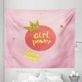 thumbnail image 1 of Girl Slogan Tapestry, Circle Wavy Strikes Details with a Crown Illustration Girl Power, Fabric Wall Hanging Decor for Bedroom Living Room Dorm, 5 Sizes, Multicolor, by Ambesonne, 1 of 1