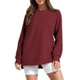 thumbnail image 4 of Women's Sweatshirt Crewneck Long Soft Side Zip Long Sleeve Pullover Athletic Trendy Comfort Tops, 4 of 7