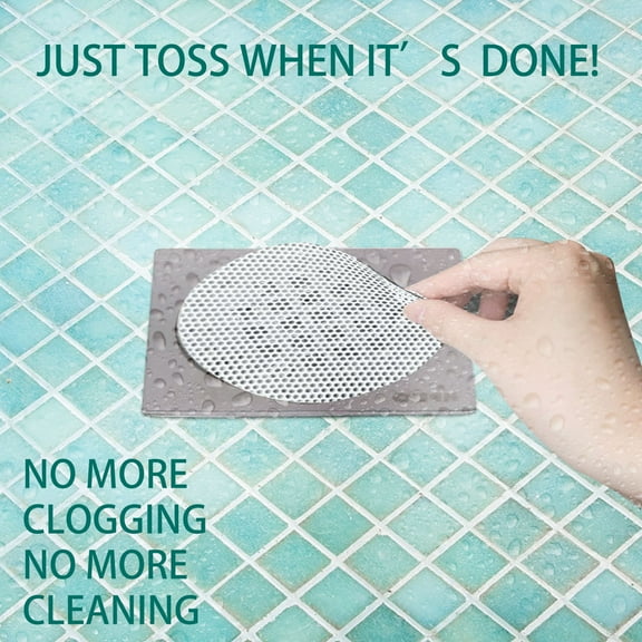 25-Pack Disposable Shower Drain Hair Catcher Mesh Stickers Round Regular Size Strainers for Bathroom Cleaning 25PCS
