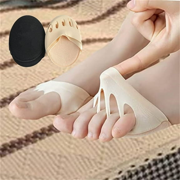 Tutuviw Toe Socks No Show for Women Hidden Ball of Foot Liner Covers Not-skid for High Heels Flats Boots,Relief Pain Non-SkidBlister(Nude Black）