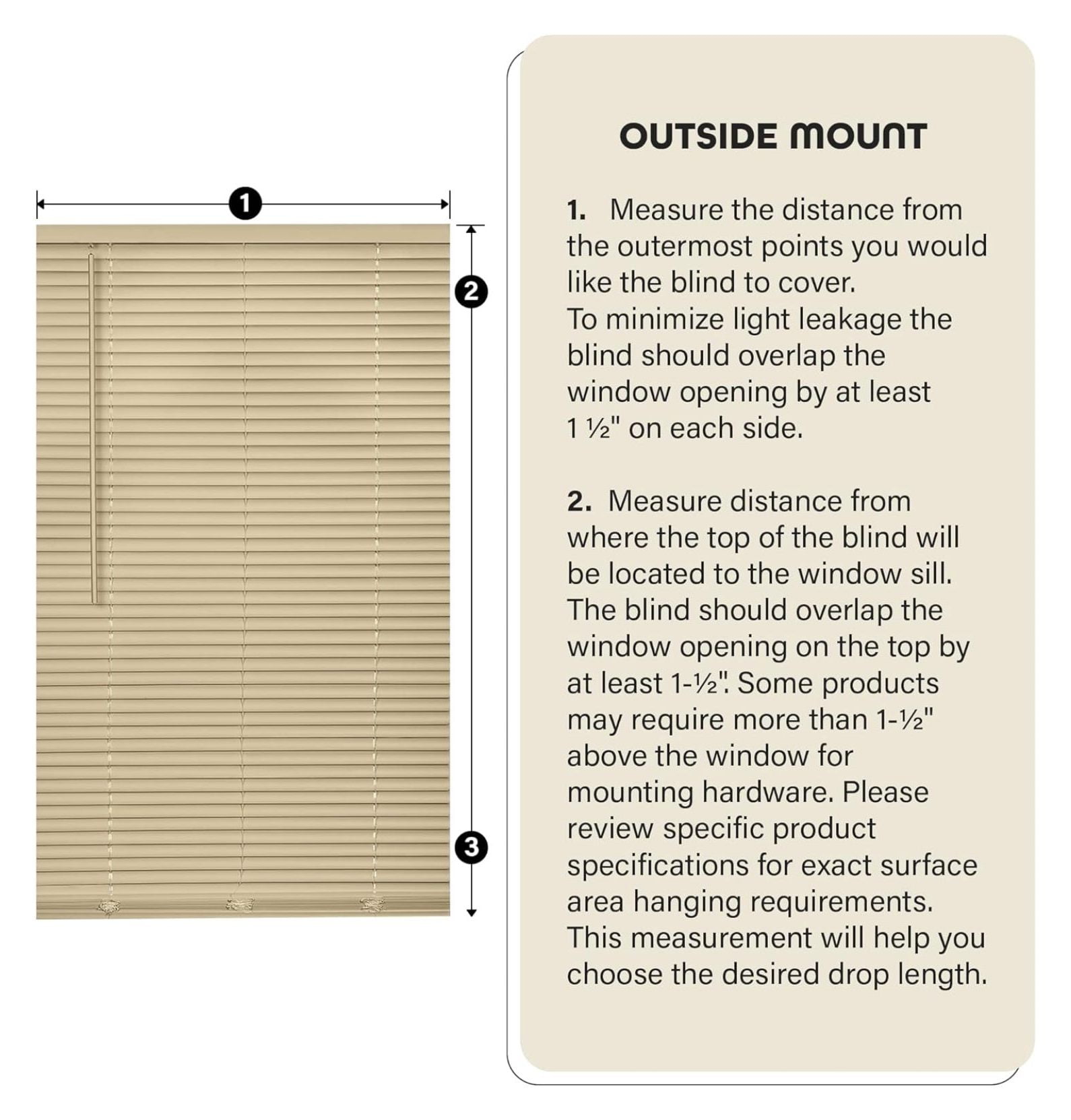 Cordless Room Darkening Mini Blind - 46 Inch Width, 64 Inch Length, 1" Slat Size - Alabaster - Cordless GII Deluxe Sundown Horizontal Windows Blinds for Interior by Achim Home Decor