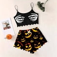 thumbnail image 2 of MEZZALL Women Sleeveless Halloween Print Pajama Spaghetti Strap Skeleton Hand Graphic Crop Cami Sleep Tops With Shorts Comfortable Nightwear For Cozy Home Sleepwear Breathable 2 Piece Pjs, 2 of 4
