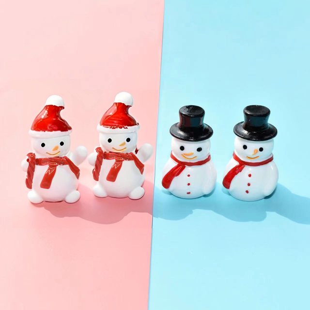 20 piezas Mini muñeco de nieve vacaciones mesa miniatura Navidad muñeco de nieve figuritas DIY globo de nieve pequeño muñeco de nieve paisaje de invierno