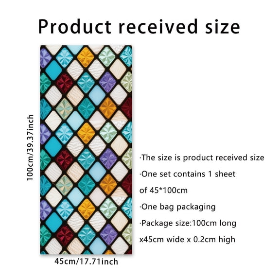 Colorful Stained Glass Static Cling Window Stickers Peel and Stick Window Decals for Glass and Tile Surfaces Removable Window Film for Home Decor Easy Apply Cling Decoration for Renters