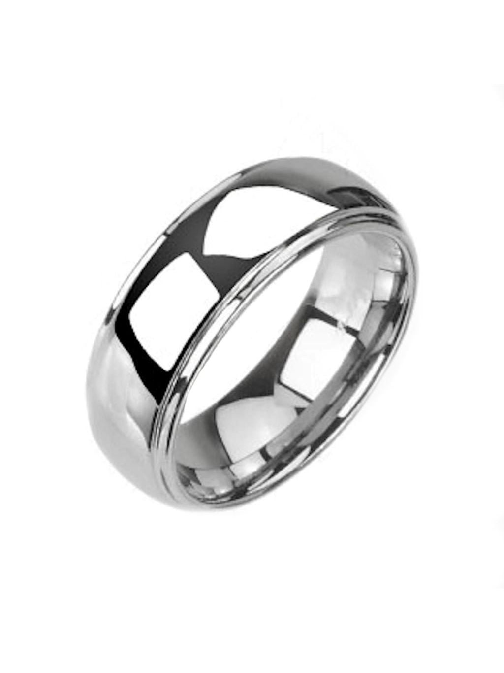 Polished Half Dome Tungsten Carbide Wedding Ring Recessed Edge 8mm Size ...