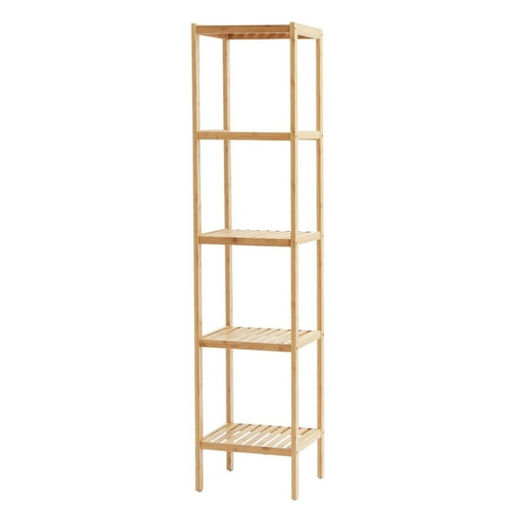 YYDSBNHH 5-Tier Bamboo Corner Ladder Bookshelf, Narrow Standing Shelf for Plants, Books & Decor Storage