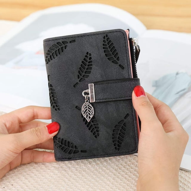 Female Wallet, Fashion PU Leather Hollow Sheet Small Purse Large Capacity Wallets