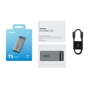 SAMSUNG T5 EVO Portable SSD 2TB Gray, Up-to 460MB/s, USB 3.2 Gen 1, External - MU-PM2T0G/WW