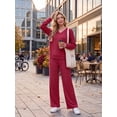 thumbnail image 2 of Cueply Lounge Sets for Women 2 Piece Outfits Fall Long Sleeve Knit Sweater Top Wide Leg Pants Loungewear Winter Matching Set, 2 of 8