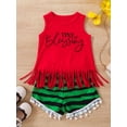 thumbnail image 2 of Coduop 2PCS Kids Girls Summer Outfit Set Sleeveless Tassels Tank Tops+Shorts Set,Two Piece, 2 of 9