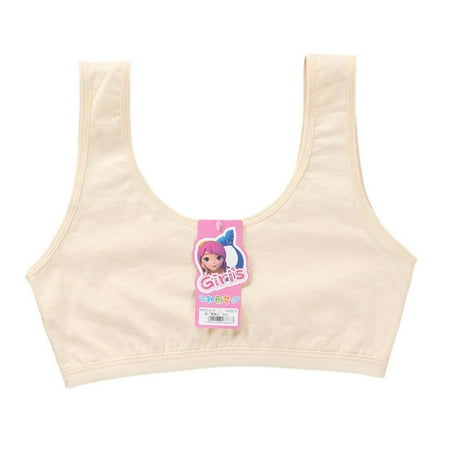 

YEUHTLL Teenage Puberty Girls Sport Training Bra Sweet Solid Candy Color Double Layer Breathable Kids Cotton Underwear Wireless Bralette