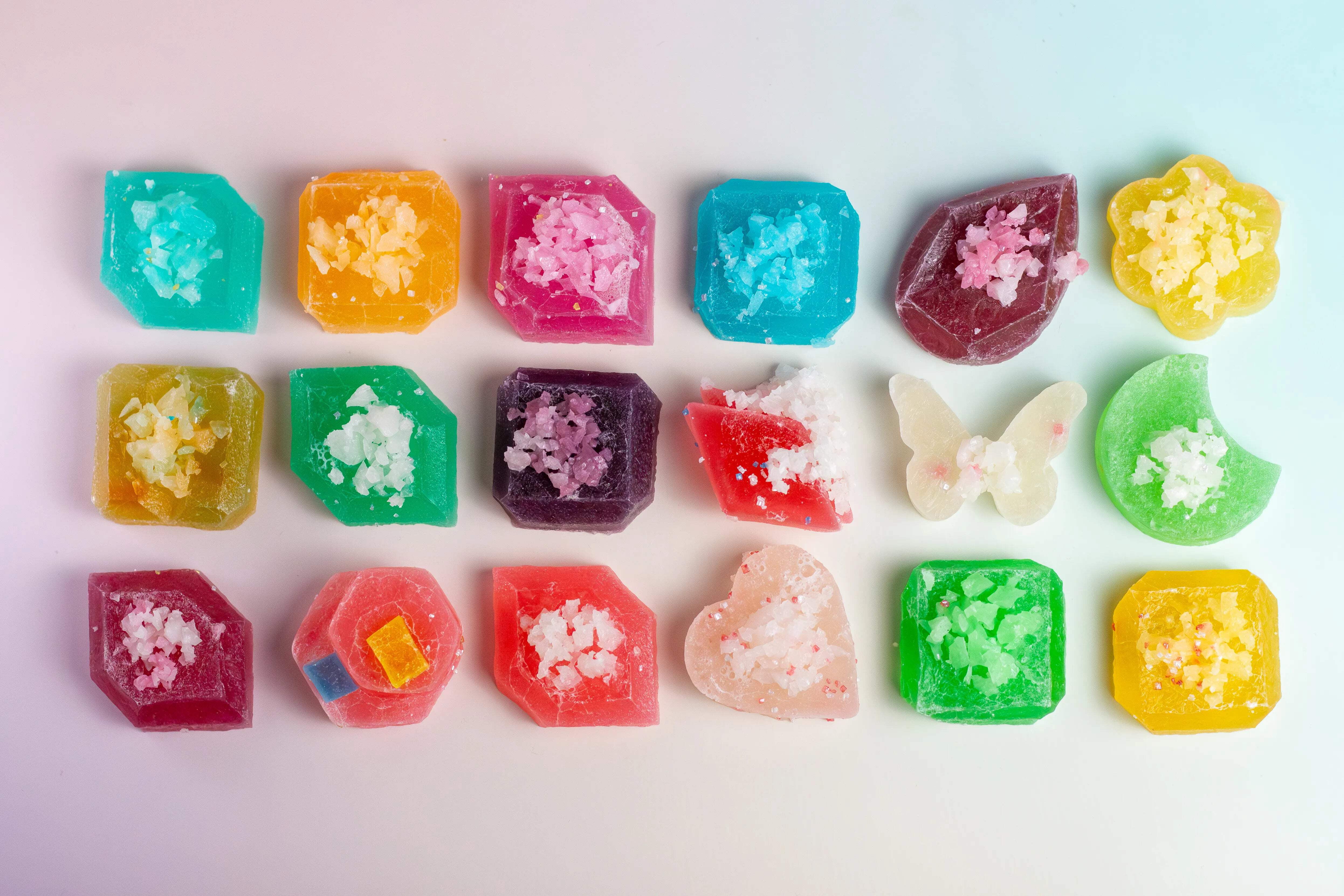 Silky Gem Crystal Candy Signature Blue Raspberry, Strawberry, Lychee Flavors 3 Piece Small Box