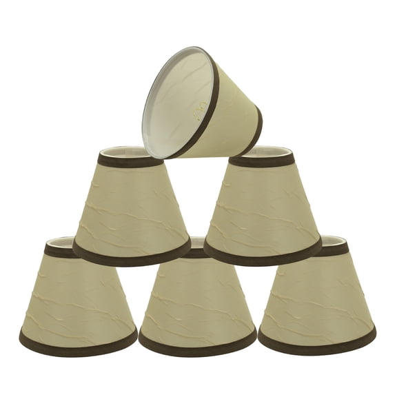 Aspen Creative 32121-6 Small Hardback Empire Shape Chandelier Clip-On Lamp Shade Set (6 Pack), Transitional Design in Beige, 6" bottom width (3" x 6" x 5")