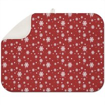 Red Christmas Snowflake Pattern Dish Drying Mat for Kitchen 1 Pack, Ultra Absorbent Microfiber Dishes Drainer Mats,18x24in(46x61cm)