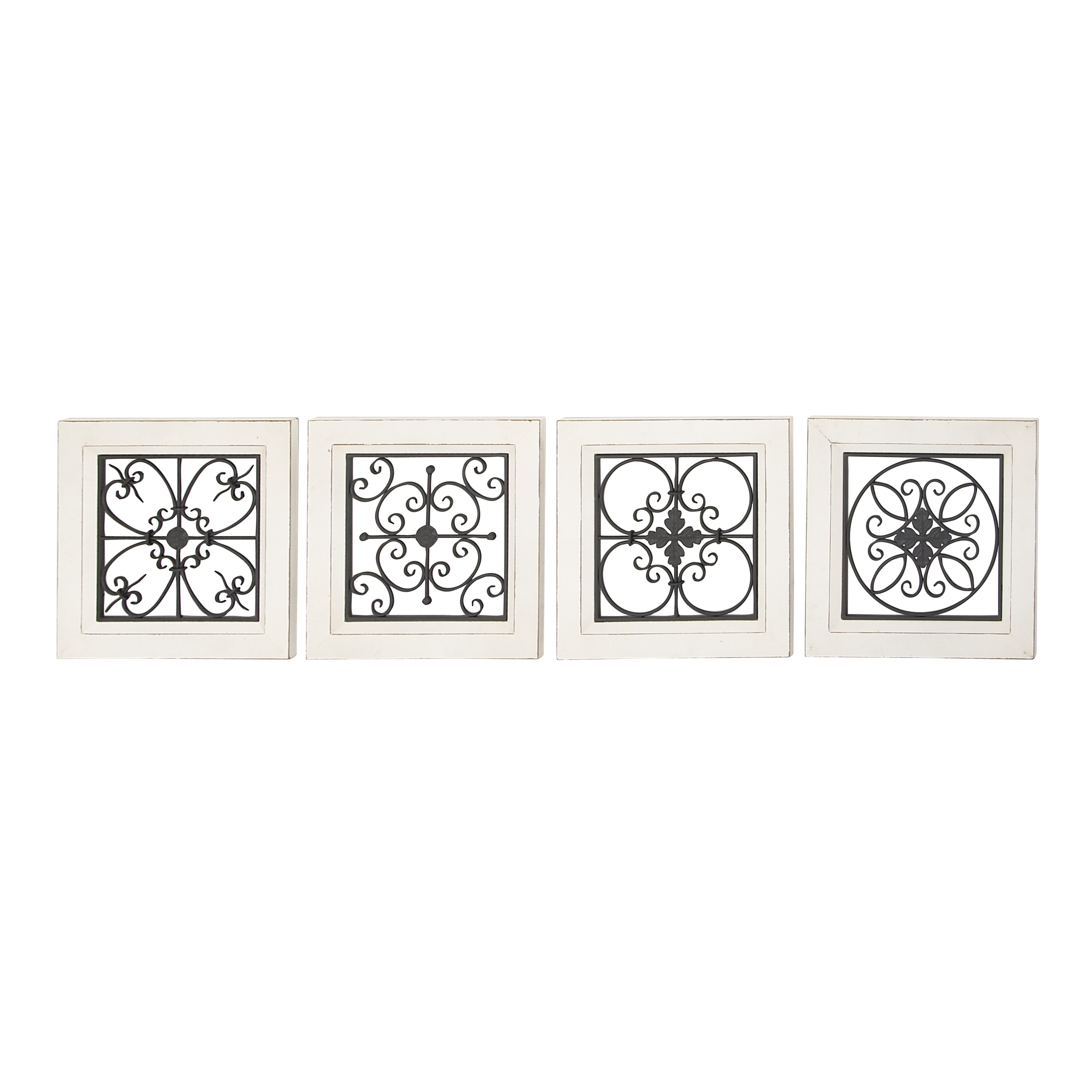 DecMode White Wood Scroll Wall Decor with Metal Relief (4 Count) - image 9 of 15