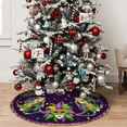 thumbnail image 5 of Mardi Gras Tree Skirt 36in, Mardi Gras Christmas Decor, Mardi Gras Tree Ornament for Mask Beads Feather Purple Carnival Christmas Tree Mat, Mardi Gras Xmas Decorations for Home Holiday Party, 5 of 6