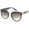 thumbnail image 2 of sunglassLA Unisex Oversize Metal Nose Bridge Round Lens Horn Rimmed Sunglasses (Black-Silver / Lavender) - 52mm, 2 of 4