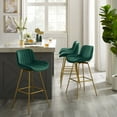 thumbnail image 3 of Art Leon Counter Height Bar Stools, 26" Height Swivel Velvet, Island Stools with Golden Metal Legs, Set of 2, Green, 3 of 9