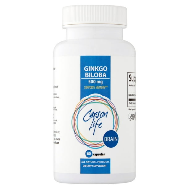 Carson Life Brain Ginkgo Biloba Dietary Supplement Capsules, 60 count