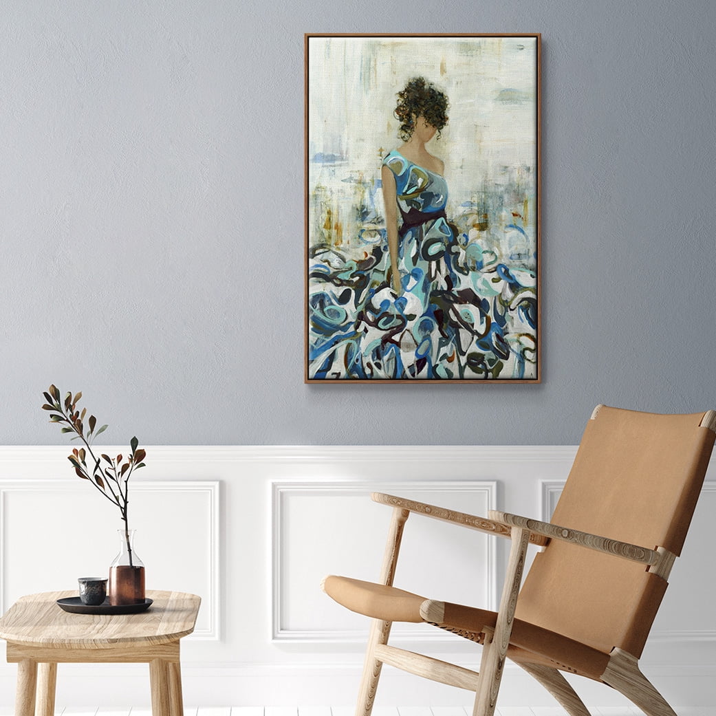 Fluid Beauty Framed Premium Gallery Wrapped Canvas - Ready to Hang - 25 x 37 - Walnut Floating Frame