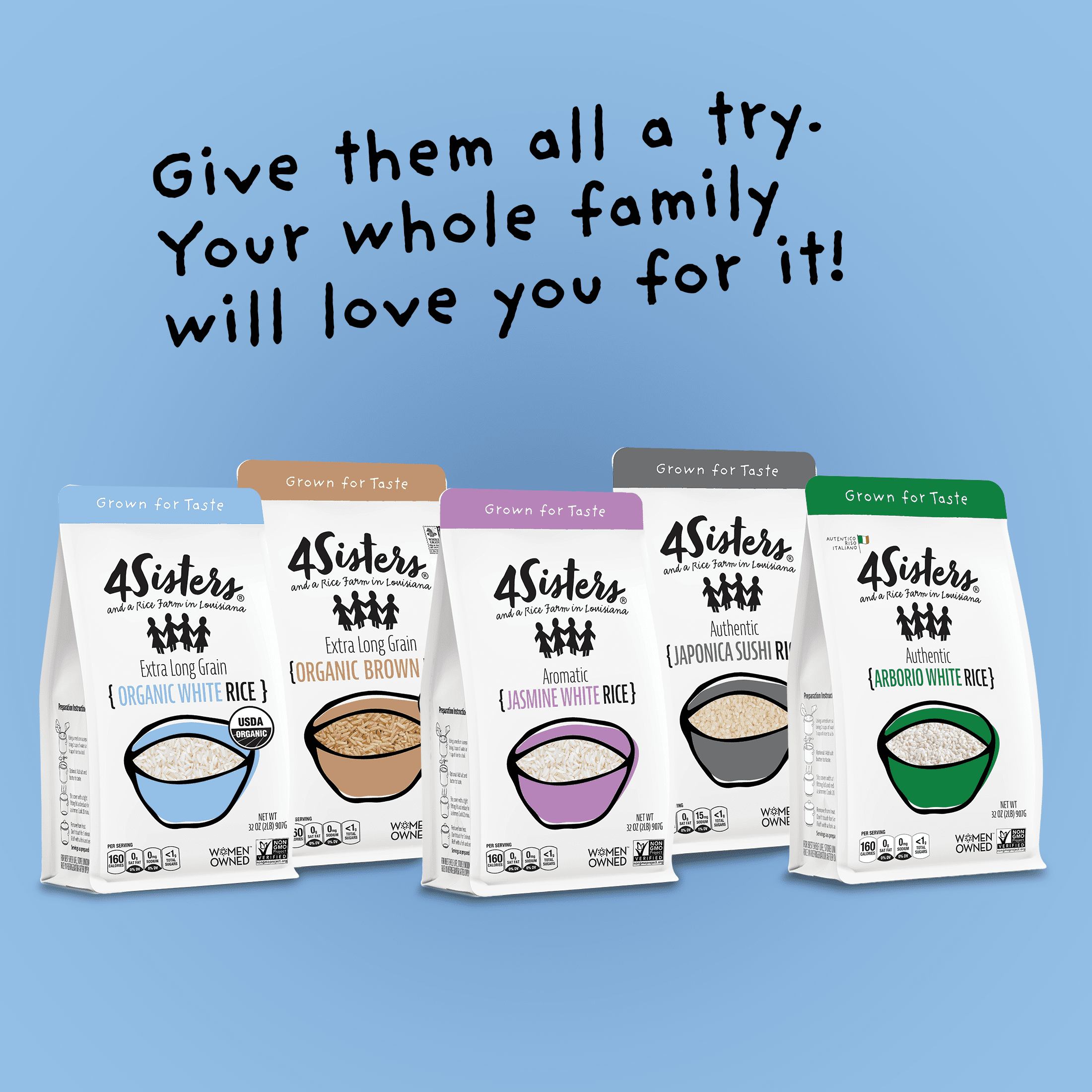 (3 pack) 4Sisters Long Grain Organic White Rice, 32 oz