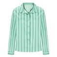 thumbnail image 6 of Wyobmus Women's Button Down Shirts Long Sleeve Dress Shirts Striped Collared Work Office Solid Blouses Slim Tops Green, 6 of 9