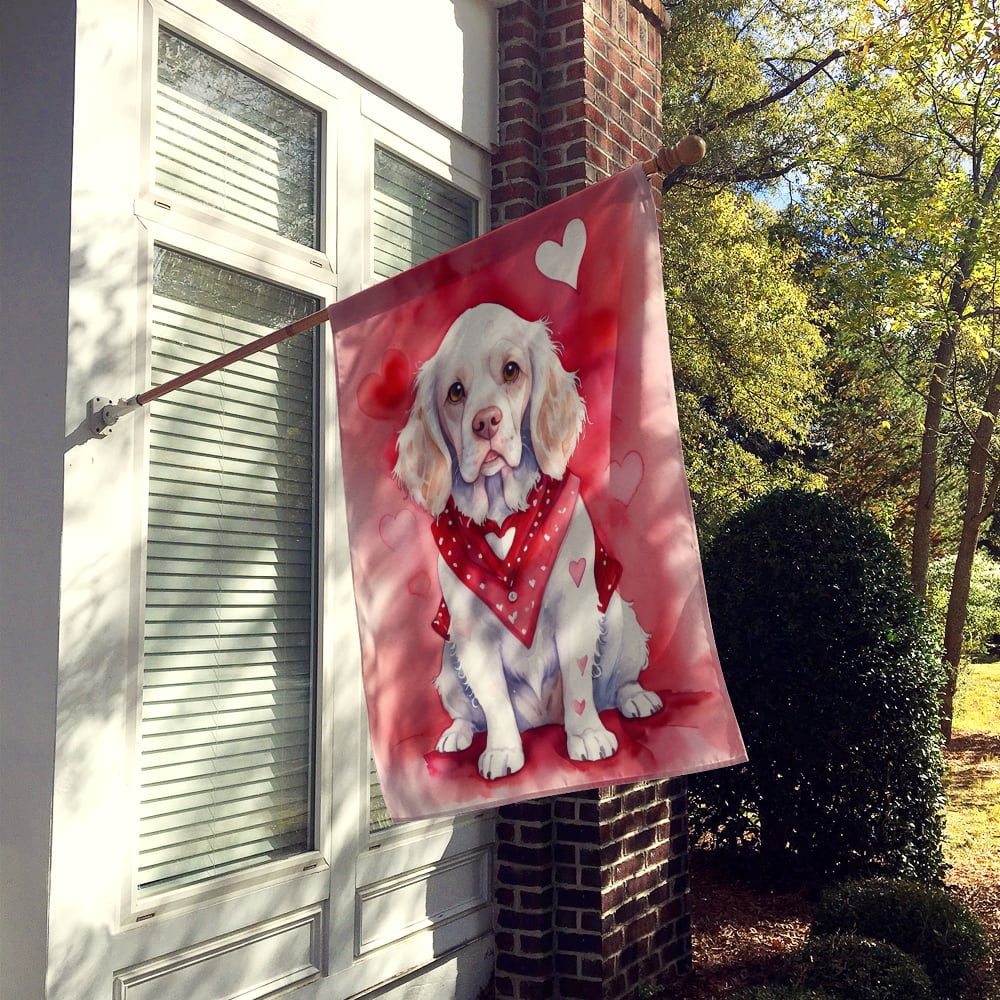 Clumber Spaniel My Valentine House Flag 28 in x 40 in