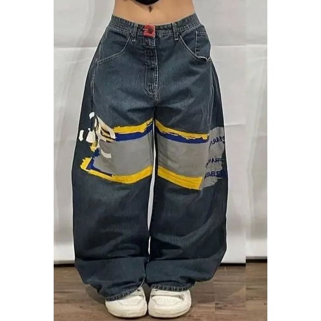 Pantalones vaqueros holgados Retro de Hip-hop americano para mujer, pantalones de pierna ancha de cintura alta Y2K Harajuku, pantalones góticos de calle para hombre, nuevo, 2024