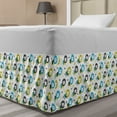 thumbnail image 1 of Cats Bed Skirt, Repeating Exotic Wild Cats Lions in Scandinavian Minimal Style Cartoon, Elastic Bedskirt Dust Ruffle Wrap Around for Bedding Decor, 4 Sizes, Yellow Green Sky Blue, by Ambesonne, 1 of 2
