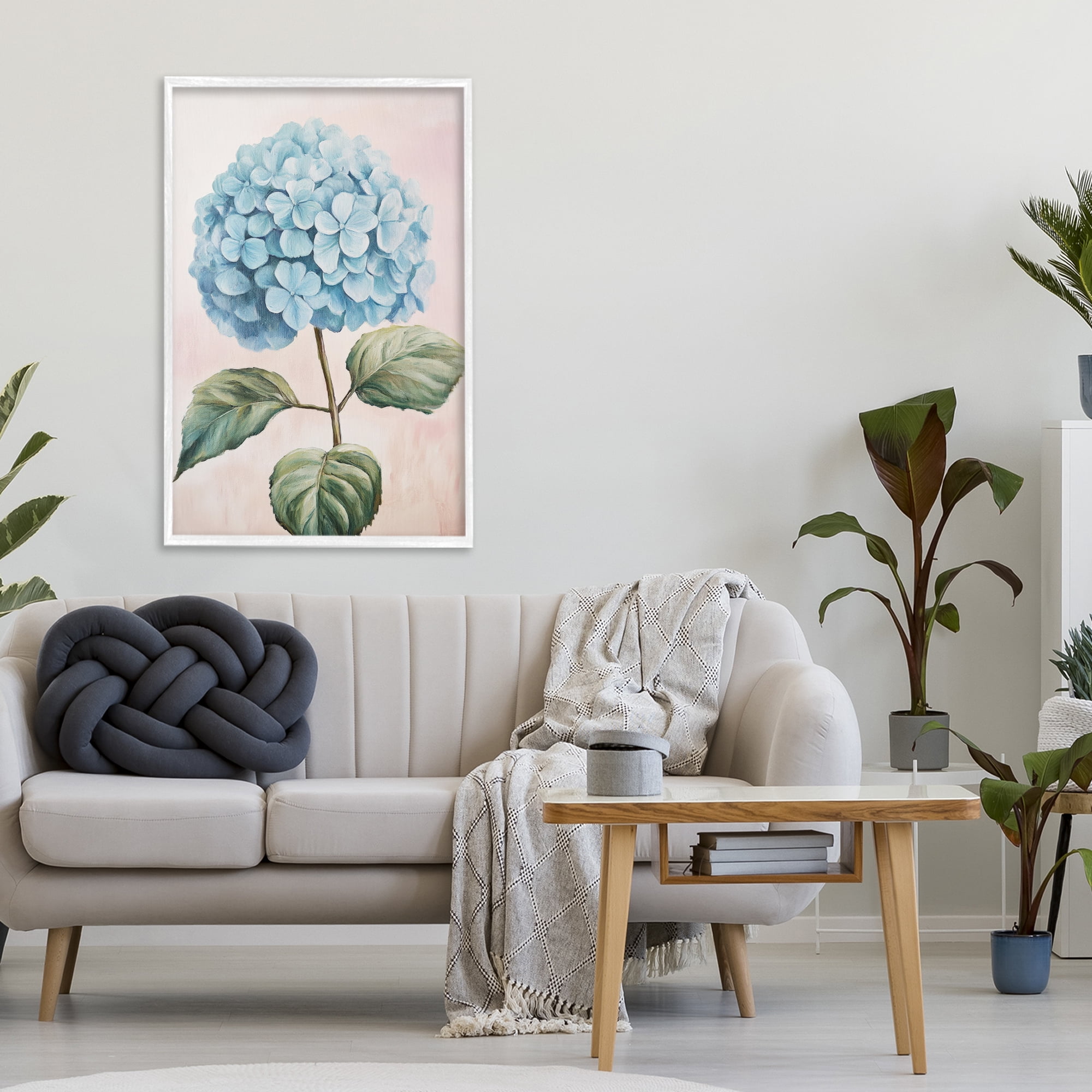 Stupell Industries Delicate Baby Blue Hydrangea White Framed Giclee Art, design by Petal Prints Design