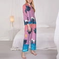 thumbnail image 4 of Kll Beach With Palm Trees Print Women'S Long Sleeve Pajamas With Pants Sleepwear Loungewear 2 Set-X-Large, 4 of 9