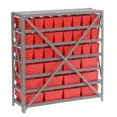 thumbnail image 2 of 7 Shelf Steel Shelving with (36) 4"H Plastic Shelf Bins, Red, 36x12x39, 2 of 6