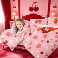 thumbnail image 4 of meiyoeat Girls Personalized Monogram 7 Pieces Full Size Bedding Sets,Strawberry Themed Initial Full Size Bed in a Bag For Girl,Pink Reversible, 4 of 7